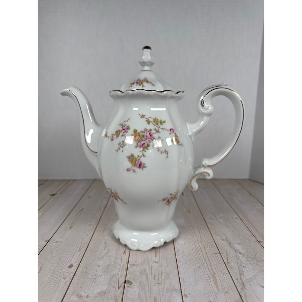 Vintage Johann Haviland Michele Pompadour Coffee Pot Lid Gold Trim Bavaria